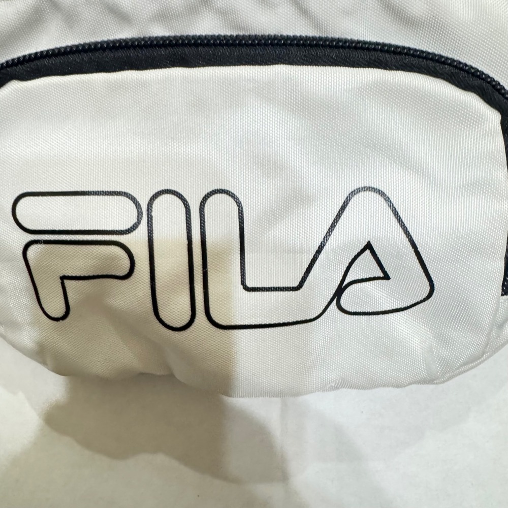 VTG 80s Fila White Nylon Waist Bag Fanny Pack Crossbody Logo White Black Strap